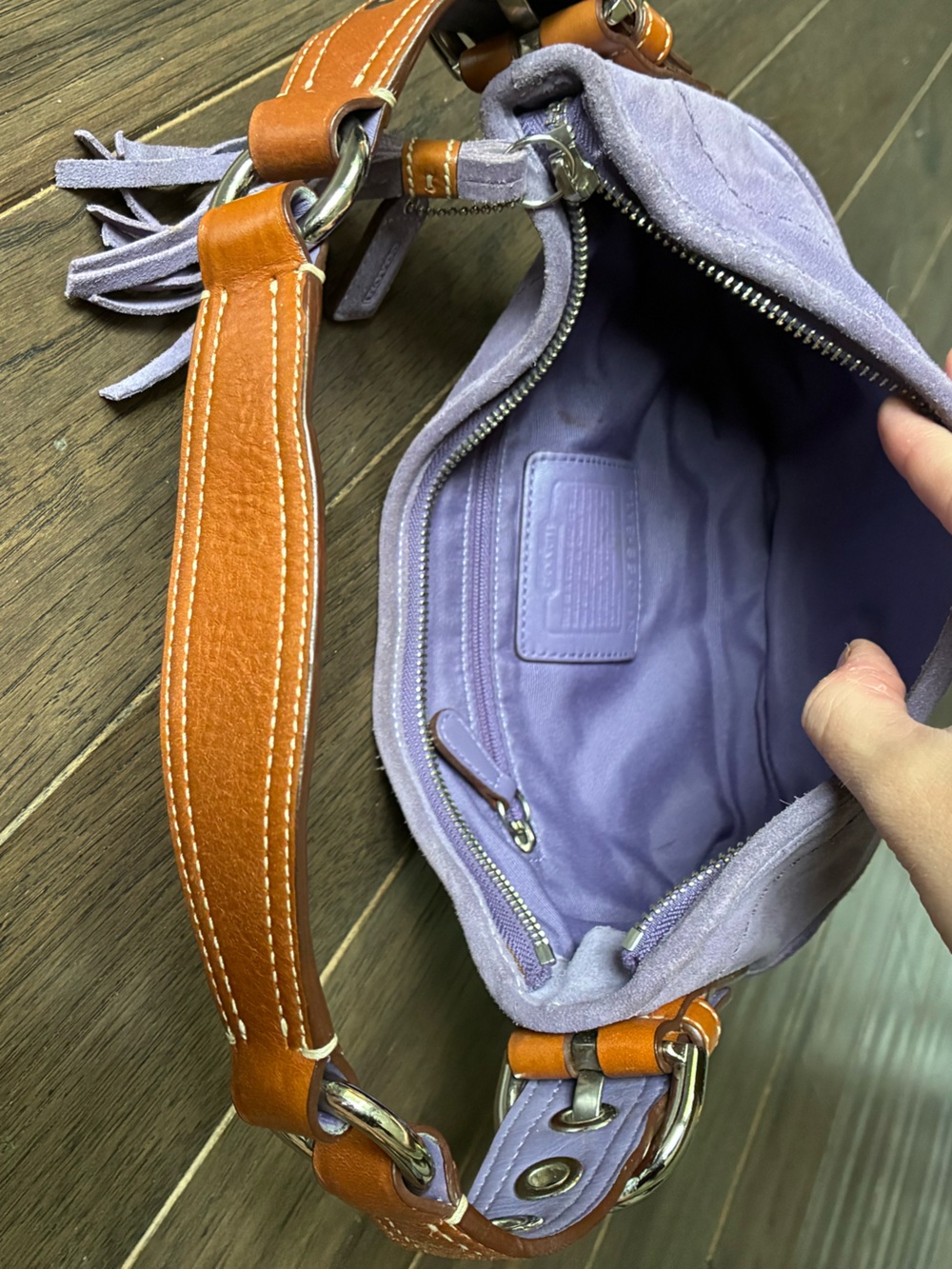 Coach Vintage Y2K Suede Leather Shoulder Bag, Purple, 8A14 - Picture 3 of 15